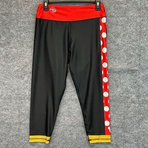 NWT DISNEY Parks Leggings Women's M Black Red Polka Dot Run Minnie Mouse Cropped